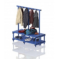 Garderoben-Sitzbank Kunststoff, doppelseitig, 200x71x170 cm, 8 Sitzprofile