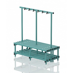 Garderoben-Sitzbank Kunststoff, doppelseitig, 150x71x170 cm, 8 Sitzprofile