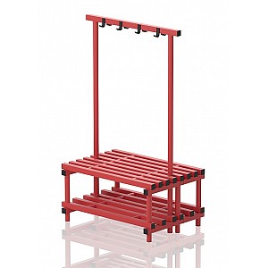 Garderoben-Sitzbank Kunststoff, doppelseitig, 100x71x170 cm, 8 Sitzprofile
