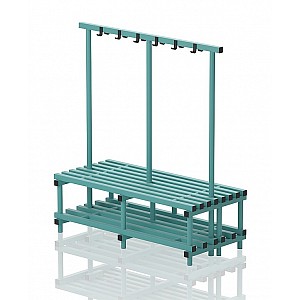 Garderoben-Sitzbank Kunststoff, doppelseitig, 200x71x170 cm, JUNIOR, 8 Sitzprofile