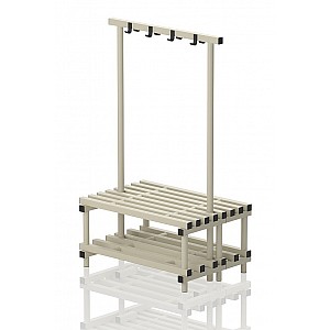 Garderoben-Sitzbank Kunststoff, doppelseitig, 100x71x140 cm, JUNIOR, 8 Sitzprofile