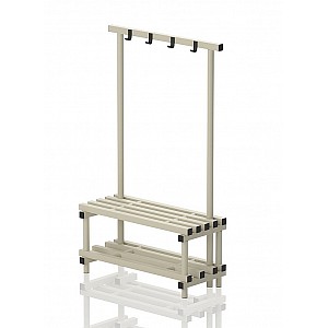 Garderoben-Sitzbank Kunststoff, einseitig, 100x45x170 cm, 5 Sitzprofile