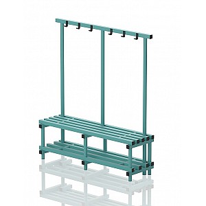 Garderoben-Sitzbank Kunststoff, einseitig, 200x45x170 cm, 5 Sitzprofile